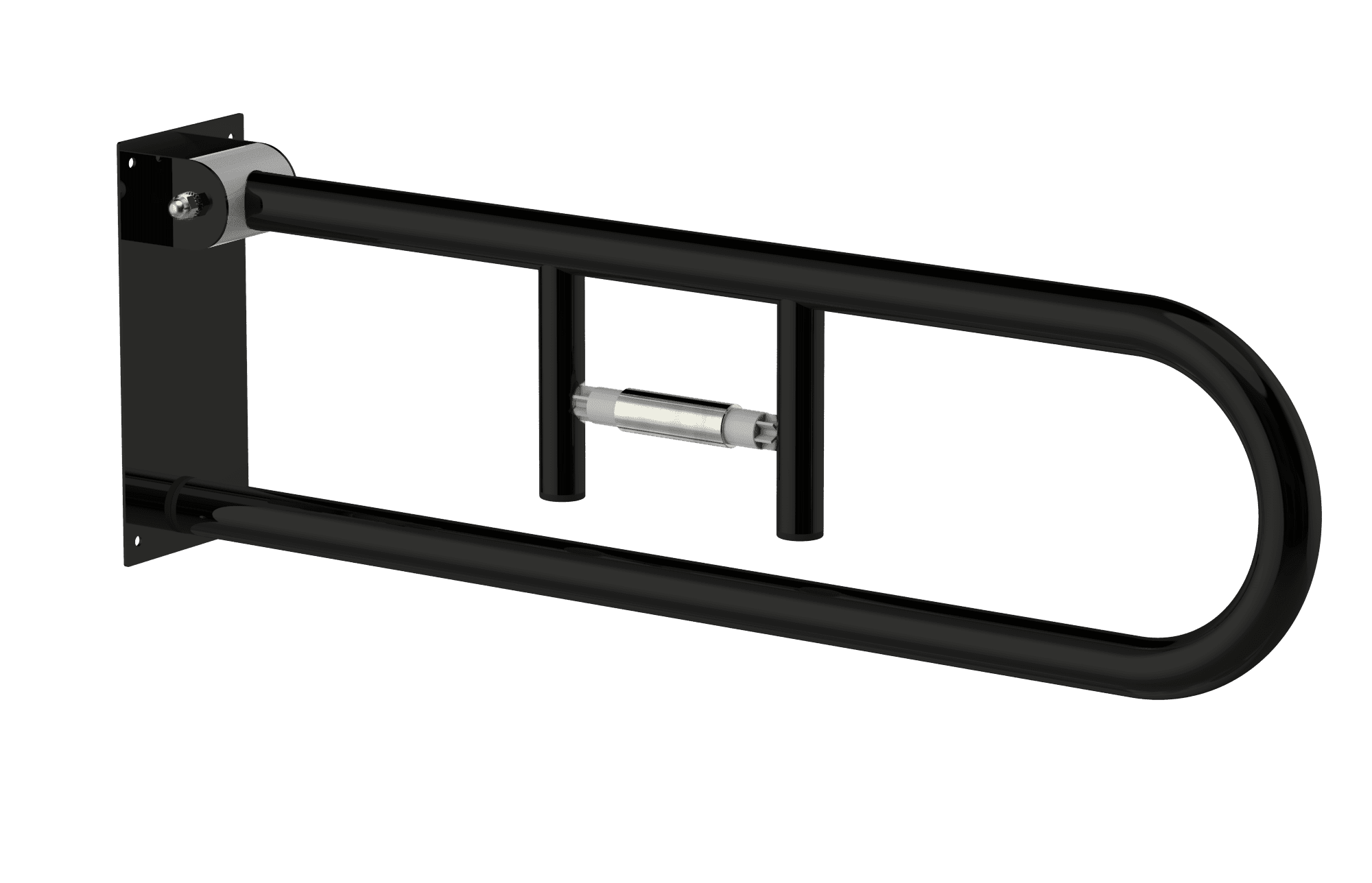 Maxiflow Black Grab Bar with Articulated Roller Paper Holder for Disabled
