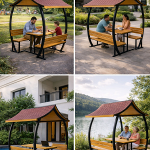 Curved Roof Picnic Pavilion – Modern Outdoor Shelter