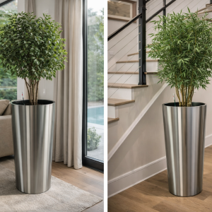 AquaSmart Self-Watering Stainless Steel Planter