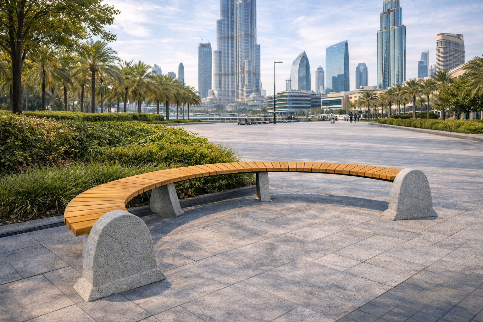 ArcForma Curved Concrete Urban Bench