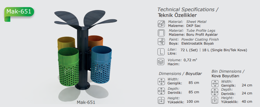 TreeForm Multi-Bin Recycling Unit - Image 2