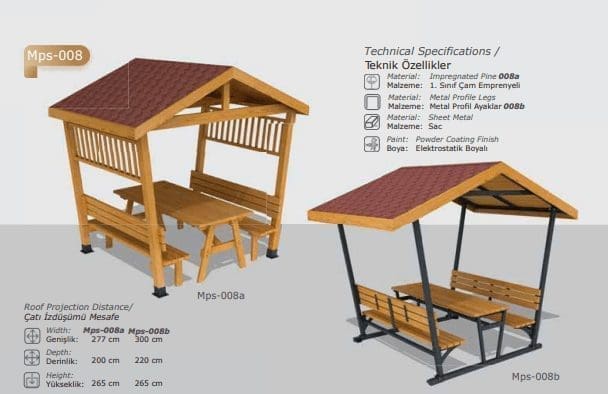Camellia with Wooden and Metal Legs Picnic Table