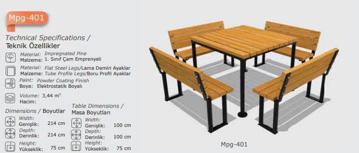 Four Seats Wooden Picnic Table Set