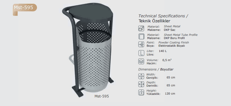 MST-595 Large Volume Outdoor Dustbin