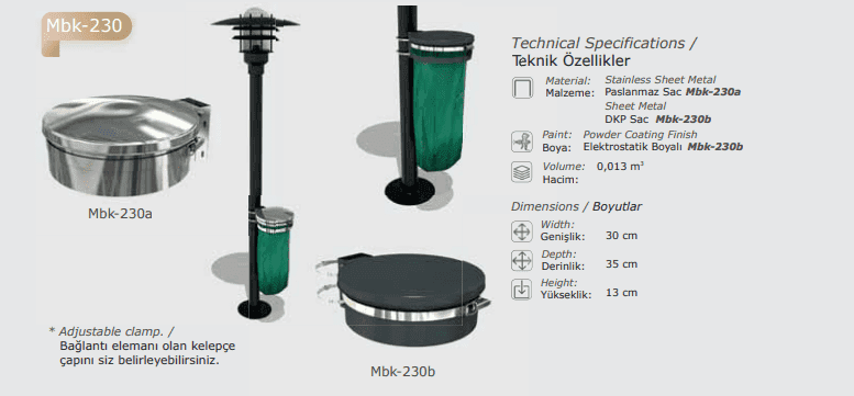 MBK-230 Metal Hanging Garbage Bin