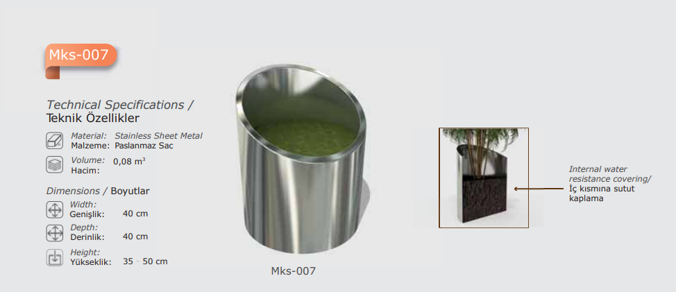 Inclina Stainless Steel Planter - Image 2
