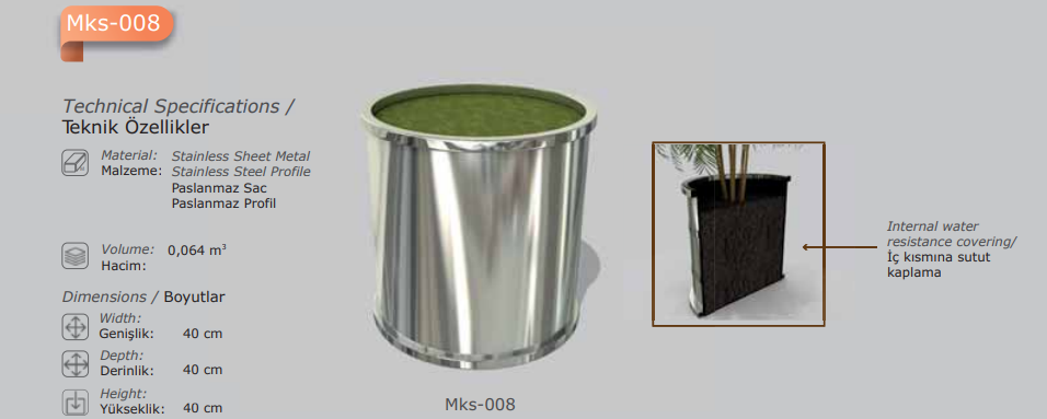 Inclina Stainless Steel Planter - Image 3