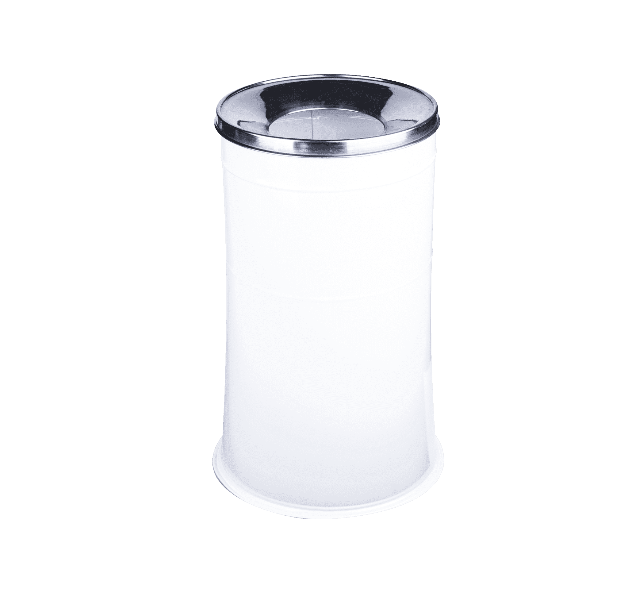 Maxiflow Stainless White Trash Can with Flat Lid
