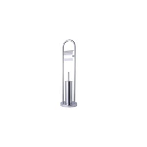 Maxiflow 430 Stainless Steel Standing Toilet Brush Holder and Paper Holder Set H.80 cm