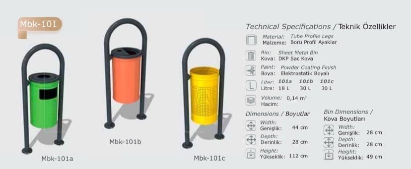 Mbk-101 Outdoor Pipe Profile Standing Trash Bin