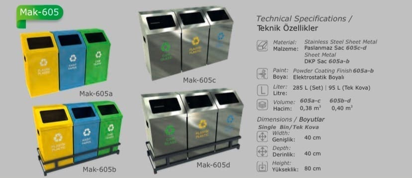 MAK-605 Recycling Bin Set