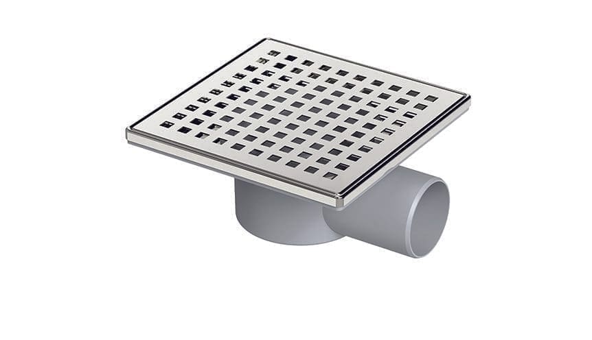 Maxiflow Legal Chrome Grid 15x15 Floor Drain Side Outlet 70 mm