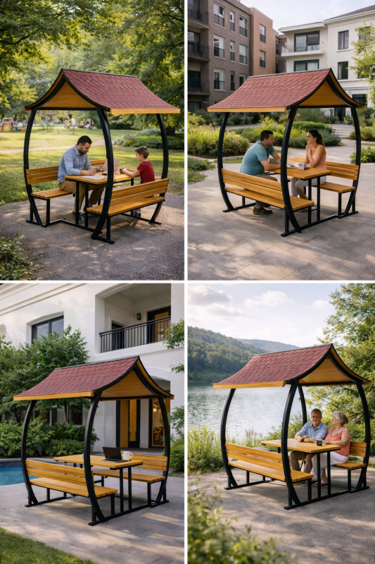 Why Restaurants in UAE Choose Curved Roof Picnic Pavilion – Modern